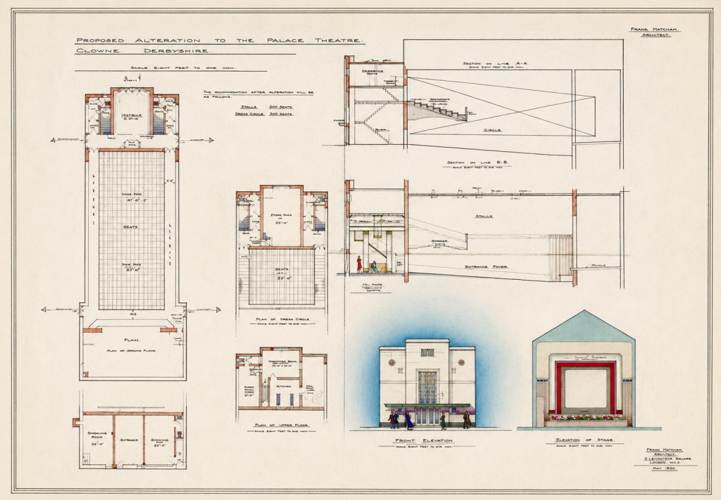 Enhanced image of the 1930's Clowne Cinema alteration plans